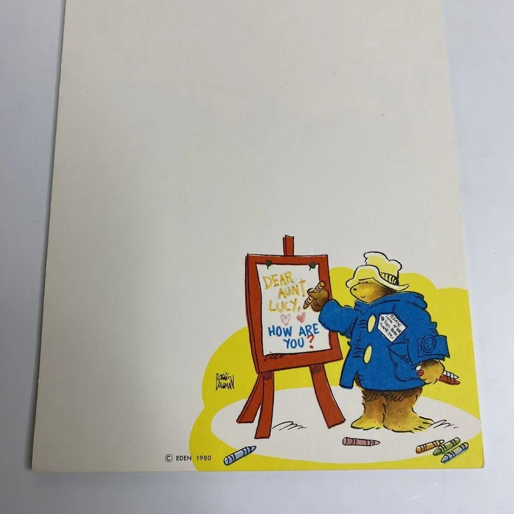 Vintage 1980 Paddington Bears‎ Writing Pad Stationery Paper Illustrated 6 Pages